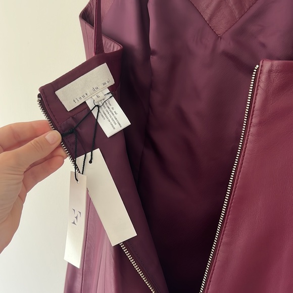 Fleur du mal Bordeaux Lamb Leather Mini Dress - Picture 8 of 13